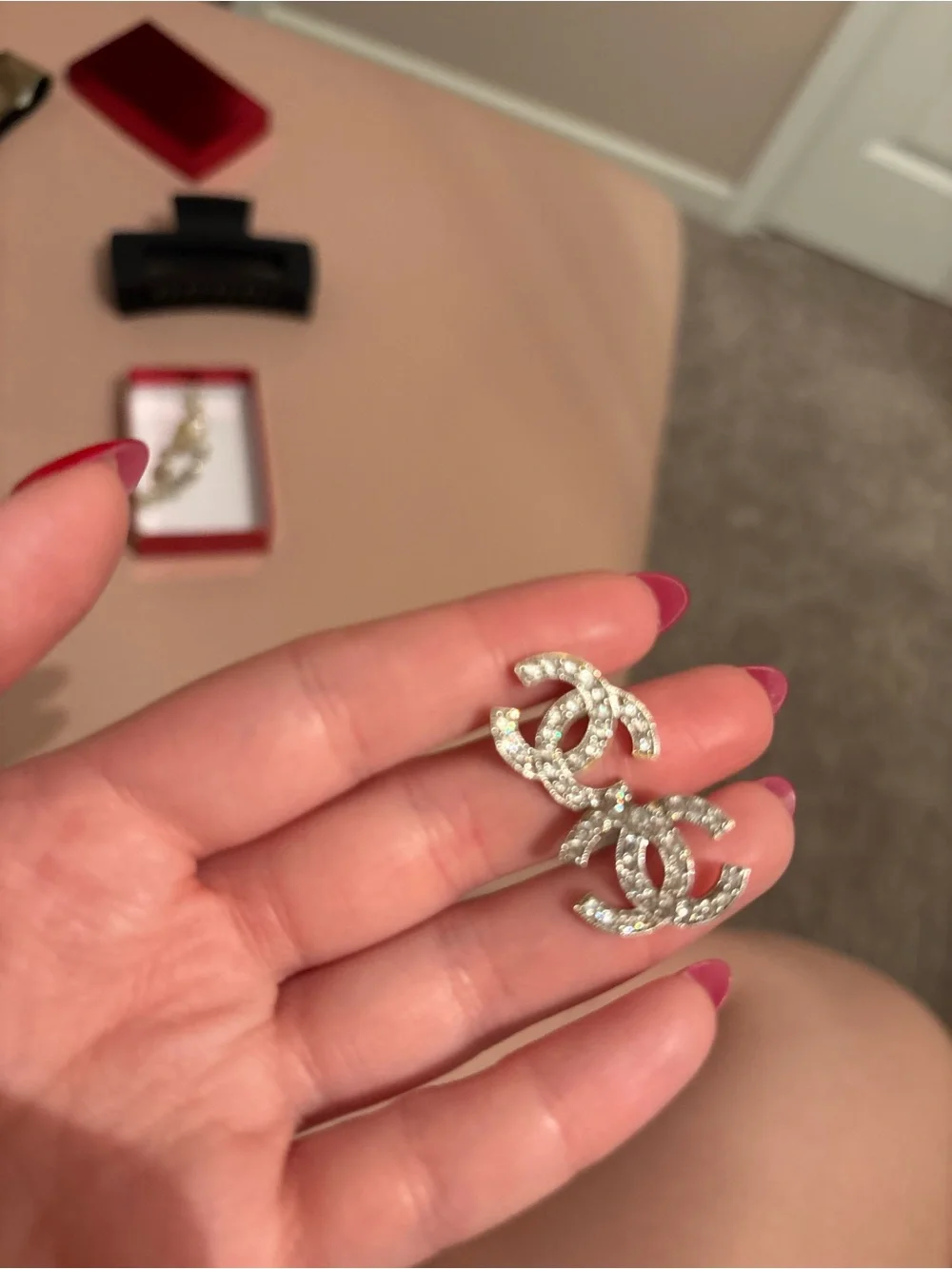 CHANEL Gold-Tone Crystal Bracelet and Earrings Set (  hot deal  )